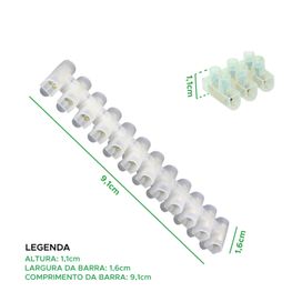 10x Conector Barra de Sindal 12 Posições 4mm 3 amp - Green