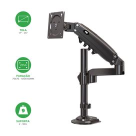 Suporte De Mesa PIX H80 Com Pistão a Gás Para TV/Monitor 17" a 35"