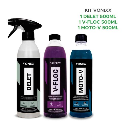 Kit Lavagem Vonixx Moto-v Shampoo + V-floc + Delet 500ml