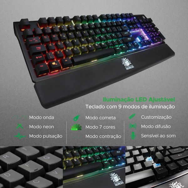 Teclado Mecânico Gamer RGB Nemesis Switch NMX Cabo 1.80m - 5+ - Mixtou