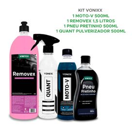 Kit Vonixx Moto-v Shampoo Pneu Pretinho Quant Pulverizador