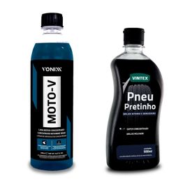 Kit Vonixx Moto-v Shampoo P/ Motos + Pneu Pretinho 500ml
