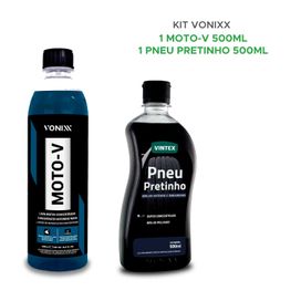 Kit Vonixx Moto-v Shampoo P/ Motos + Pneu Pretinho 500ml