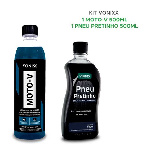Kit Vonixx Moto-v Shampoo P/ Motos + Pneu Pretinho 500ml