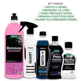 Kit Vonixx Moto-v Pretinho Quant Removex Renova Plásticos