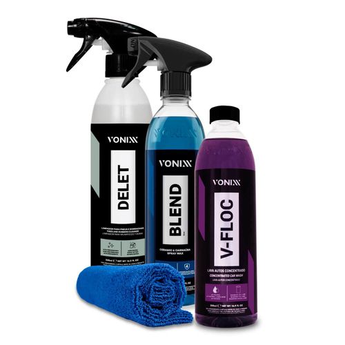Kit Auto Vonixx Toalha Microfibra + V-floc + Blend + Delet