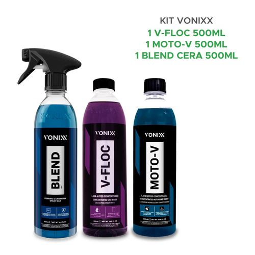 Kit Vonixx Moto-v Shampoo + V-floc + Cera Carnaúba Blend