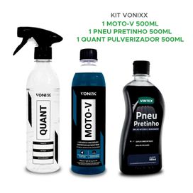Kit Shampoo Moto-v Pneu Pretinho Quant Pulverizador Vonixx