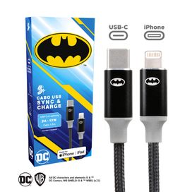 Cabo Carregador Turbo 1,5m Usb-C para Lightning Batman - 5+