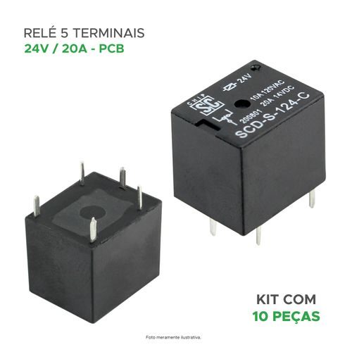 10x Relé Sca 5 Terminais - 24v 20a - Pcb - Alta Qualidade