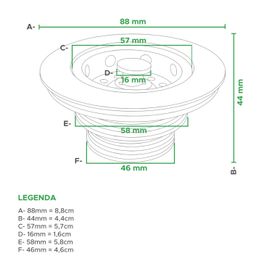 Válvula Pia Cozinha Escoamento 3" 1/2mm Acabamento Inox