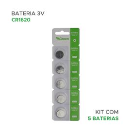 5x Bateria Moeda Cr1620 3v Lítio - Green