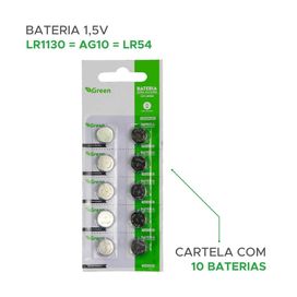 10x Bateria Moeda Lr1130 Lr54 Ag10 Alcalina - Green