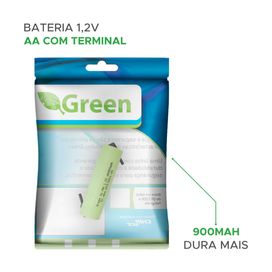 Bateria Recarregável Palito AAA 900mah 1.2v Com Terminal - Green