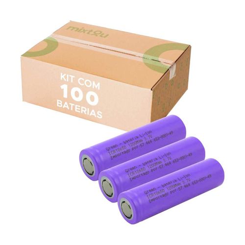 100x Bateria 3,7v Ur 18650 1200mah Dura Muito + Tempo