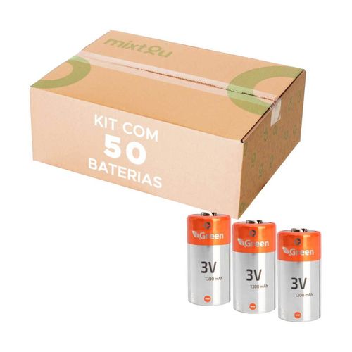 50x Bateria Pilha 3v 1300mAh Cr123a Photo - Original Green