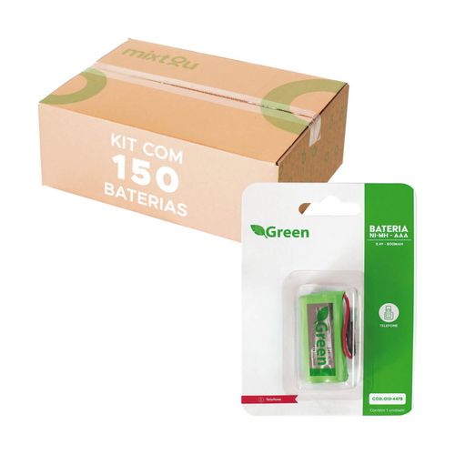 150x Bateria Para Telefone Sem Fio 2.4v 600mah AAA - Green