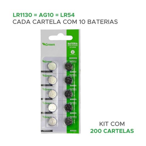 2000x Pilhas Baterias Lr1130 Lr54 Ag10 - Alcalina Dura Muito+