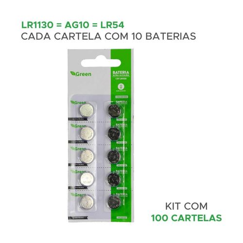 1000x Pilhas Baterias Lr1130 Lr54 Ag10 Alcalina Dura Muito+