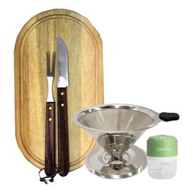 Processador Recarregável 250ml + Filtro Inox e Kit Churrasco