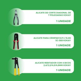 Kit Alicate RJ45 RJ11, Rebitador 4 Bicos e Corte Diagonal 7"