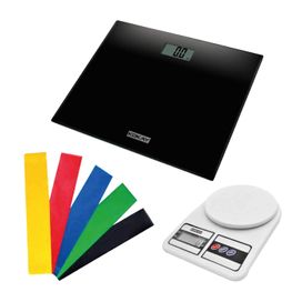 Kit 2 Balanças Digitais Kokay Até 180kg + 5 Faixas Elásticas