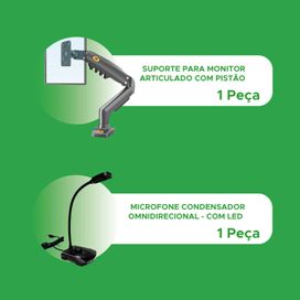 Suporte Monitor Articulado F80 e Microfone Condensador Maono