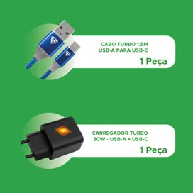 Carregador Turbo 30W Flash Cabo Tipo C 1,5 Metros Superman