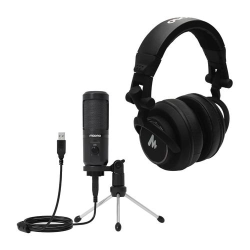 Microfone Condensador e Fone de Ouvido Maono Profissional