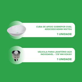 Kit Cuba de Apoio Sobrepor Oval e Válvula Inox 7/8"