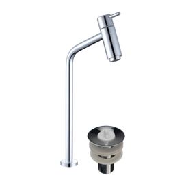 Kit Torneira Para Cuba Bica Alta Cromada e Válvula 7/8" Inox