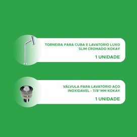 Kit Torneira Para Cuba Bica Alta Cromada e Válvula 7/8" Inox