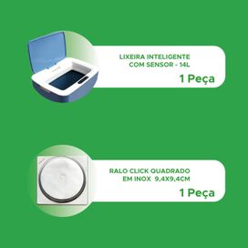 Lixeira Inteligente Com Sensor e Ralo Click Quadrado 9.4cm