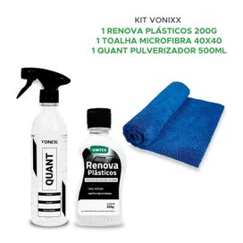 Kit Vonixx Quant Diluidor Renova Plásticos Toalha Microfibra