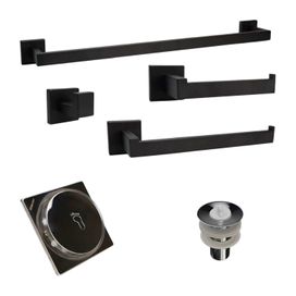 Kit Para Banheiro Acessórios Ralo Click 9,4cm e Válvula 7/8"