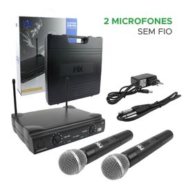 Microfone Sem Fio Duplo Com Receptor 668,70 Mhz - PIX