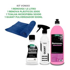 Kit Vonixx Quant Diluidor Removex Renova Plásticos Toalha G