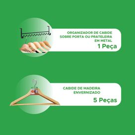 Organizador de Cabides 40cm e Cabides de Madeira (5 un.)
