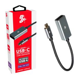 Cabo Adaptador 15cm Usb C Para Displayport Fêmea 4k 120hz