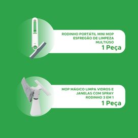 Kit Mini Mop Multiúso e Mop Portátil Spray para Janelas