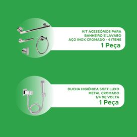 Kit Banheiro Cromado Ducha Higiênica e Acessórios Inox 4 Pçs
