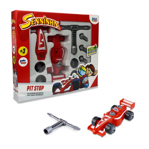 Carro de Montagem Pit Stop Senninha Com 14 Peças - Pakitoys