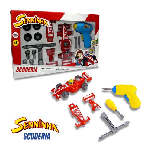 Kit Scuderia Senninha Com 30 Peças e 2 Carros de Montagem - Pakitoys
