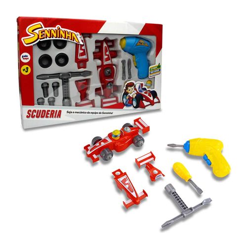 Kit Scuderia Senninha Com 30 Peças e 2 Carros de Montagem - Pakitoys