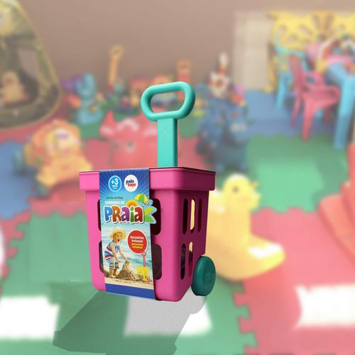 Brinquedo Carrinho de Praia Rosa Com Acessórios - Pakitoys