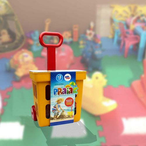 Brinquedo Carrinho de Praia Amarelo Com Acessórios - Pakitoys