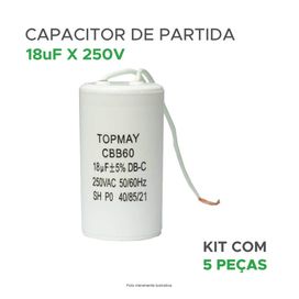 5x Capacitores De Partida 18uf X 250v 2 Fios Partida Motor