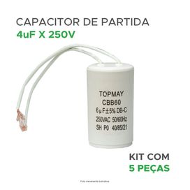 5x Capacitor Partida 6uf - 250v P/ Motor Portão Ventilador