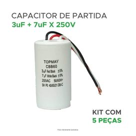 5x Capacitor Partida 3 Fios 3uf + 7uf - 250v