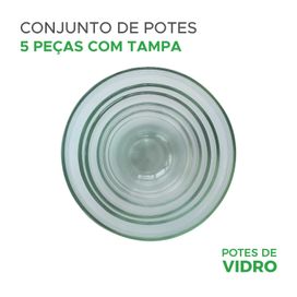 Conjunto 5 Tigelas Vasilhas Potes Bowls De Vidro Com Tampa